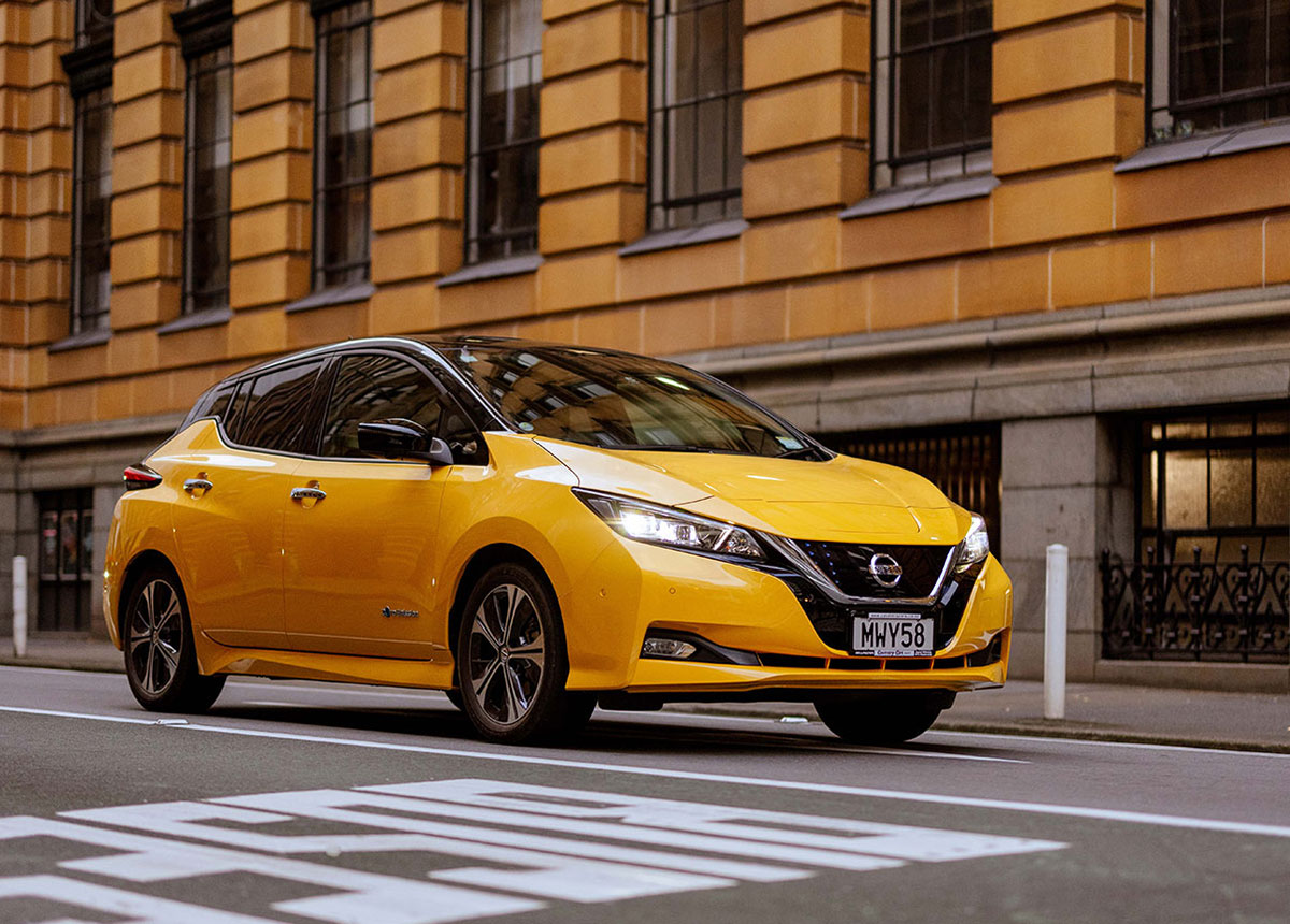 yellow nissan leaf hunter street wellington 